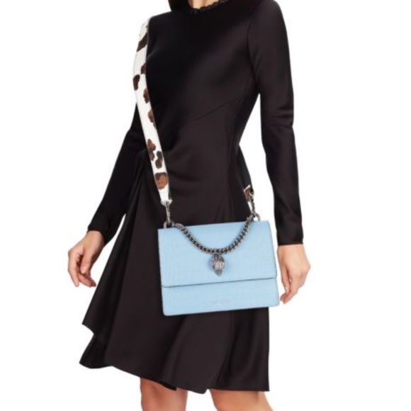 Kurt Geiger Handbags - KURT GEIGER Mini Calf Hair Strap Croc Embossed Leather Crossbody Chain Bag
